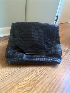 Black Croc-Embossed Backpack